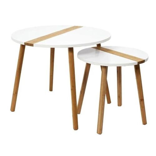 Lot De 2 Tables Dappoint Gigognes Bicolore Relief Blanc