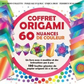 Coffret Origami 60 Nuances De Couleur - Un Livre Avec 4 Modèles Et Des Instructions Pas À Pas - Avec 180 Feuilles