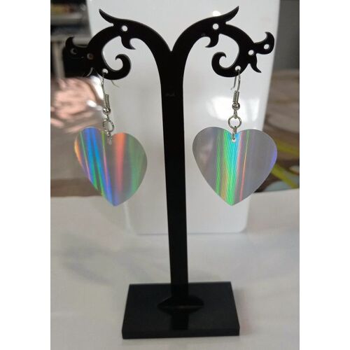 Boucles D'Oreilles C?ur Holographique – Effet Rainbow