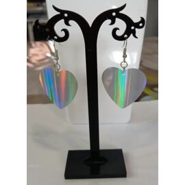 Boucles D'Oreilles C?ur Holographique – Effet Rainbow