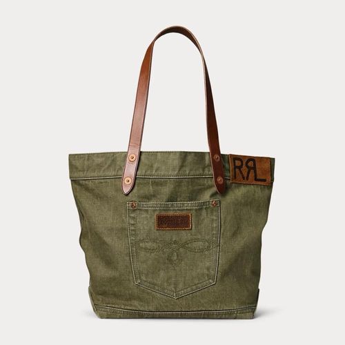 Cabas En Sergé Bordé De Cuir