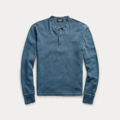T-Shirt Col Tunisien En Jacquard Indigo