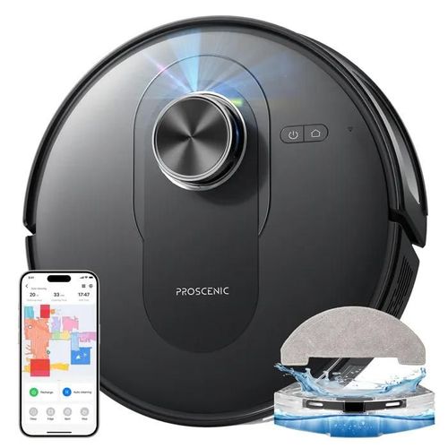 Proscenic Q8 - Aspirateur Robot Laveur 2 en 1 - 6000pa - Automnomie 200Min - Navigation LiDAR - Alexa, Google Home, Siri, IFTTT, APP