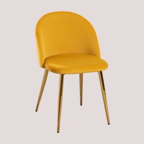 Lot 4 Chaises En Velours Kana Doré