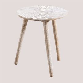 Table D'appoint Ronde En Manguier Nabordi Bois Blanc Vintage