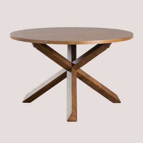 Table Ronde En Mdf Et Bois (Ø120 Cm) Mieren Bois Foncé