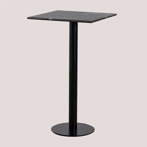 Table Haute Carrée Marbre (60x60 cm) Rocher NOIR
