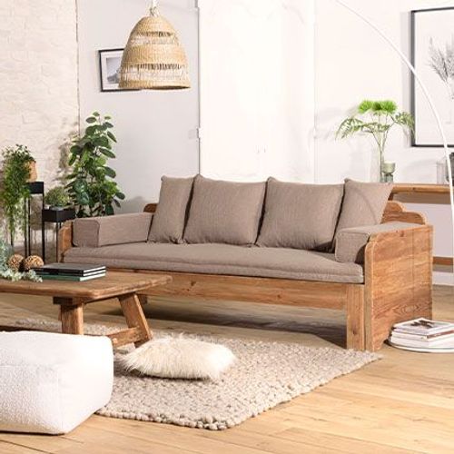 Canapé-Lit 3 Places 210x90x75 Cm En Pin Recyclé - Glayne