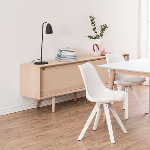 Buffet 2 Portes 5 Tiroirs 180x45x71 Cm Chêne Blanchi - Hallund