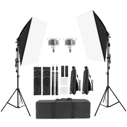 Kit d'éclairage Softbox pour studio de photographie,système d'éclairage continu,ampoules 85W,prise 5500k,télécommande pour prise de vue photo - Type softbox lighting