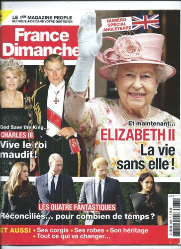 France Dimanche 16/09/2022 Elizabeth 2, Laury Thilleman, Sylvie Vartan, Michel Fugain, E. Esnoult, Jean-Luc Godard, Chantal Goya, Dani, Jacques Martin,Zaz,Murray Head,Bilal Hassani, Amandine Bourgeois
