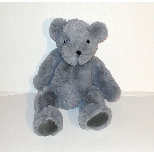 Doudou Ours Assis Gris Bleu Tom & Kiddy Bisou L'ange Peluche Ourson Gris Tomkids