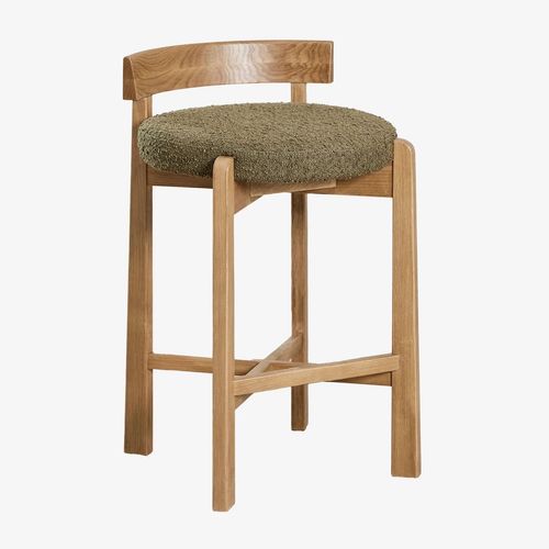 Lot De 2 Tabourets Hauts En Bois De Chêne Et Revêtement Manille Bois Naturel ¿65 Cm