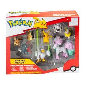 Coffret 8 Pokemon Pikachu Evoli Moumouton Farfuret Voltoutou Palarticho Ponyta de Galar Morpeko - Set Figurine + 1 Carte Tigre