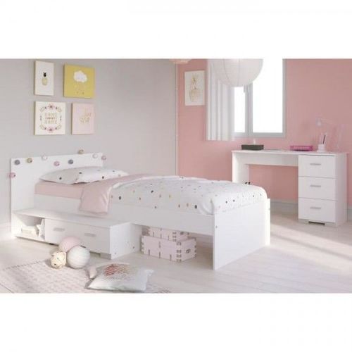 Parisot Chambre Enfant Complete 2 Pieces - Lit + Bureau - Style Essentiel - Décor Blanc - Cosmos