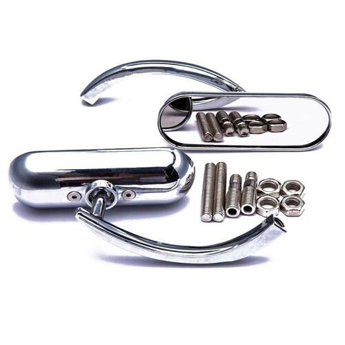 Mini Rétroviseur Latéral Ovale Noir/Chrome, Paire De Rétroviseurs De Moto Pour Harley Davidson Honda Kawasaki Suzuki Cruiser Sportster