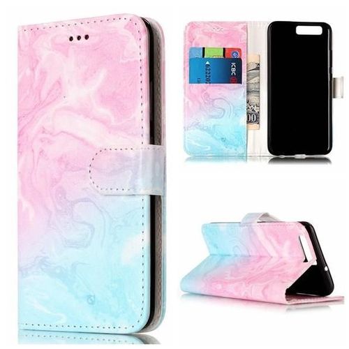 Flip Étui Pour Huawei P10 Titulaire De Fentes Pour Cartes Protection Complète Portefeuille En Cuir Pu Magnétique Motif De Marbre - Couleur Rose