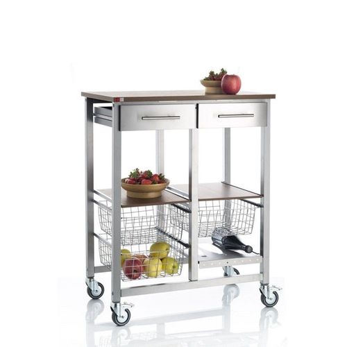 Don Hierro - Grande Desserte De Cuisine, Série Onda Aluminium Double-Cerisier Le Gard
