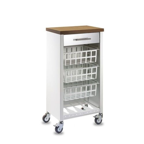 Don Hierro - Desserte De Cuisine Kara, Blanc-Inox-Bois-Cerisier Le Gard