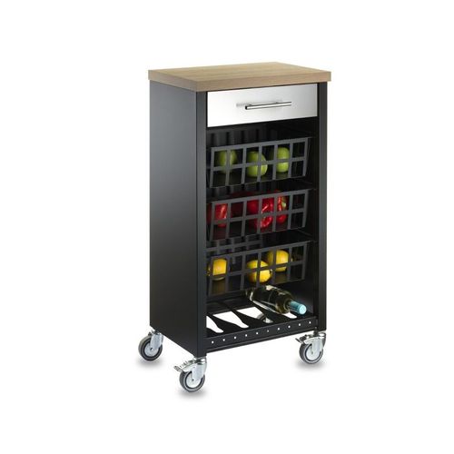 Don Hierro - Desserte De Cuisine Kara, Noir-Inox-Bois-Orme