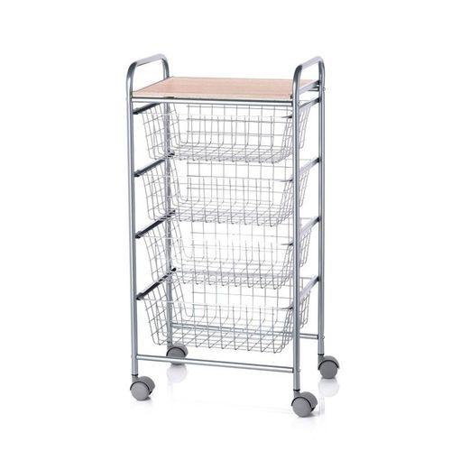 Don Hierro - Desserte De Cuisine, 4 Paniers De Grande Capacité, Beech-