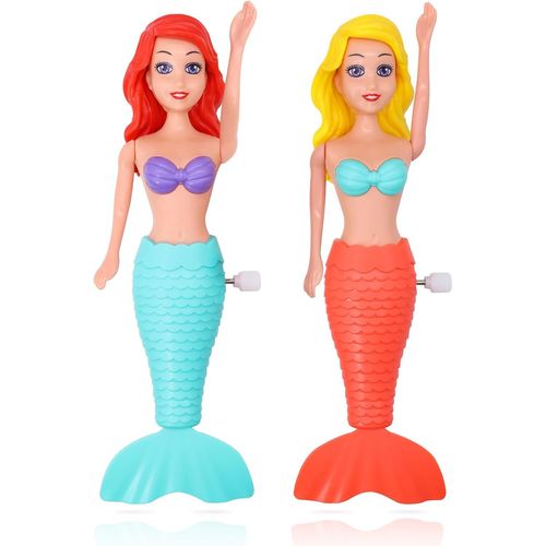 KAL-Lot De 2 Jouets De Bain Sirène Princesse Pour Tout-Petits Filles - Wind-Up Queue De Sirène Flottant Pour Piscine (D)