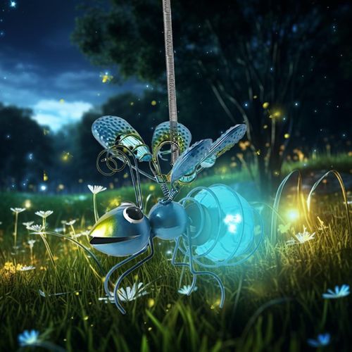 Kal-Lampes Solaires À Suspendre En Forme D'abeille, Lucioles Led, Lampe Solaire Pour Jardin, Abeille, Décoration De Jardin, Guirlande Lumineuse Pour Extérieur, Jardin, Terrasse, Balcon (Bleu)