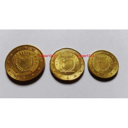 Série Malte 2016 (3 Pièces Ayant Circulées) 10, 20 Et 50 Centimes