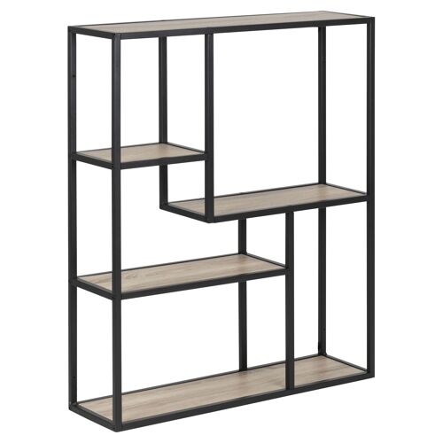 Etagère sur 4 niveaux asymétriques en MDF et métal - Noir et Beige