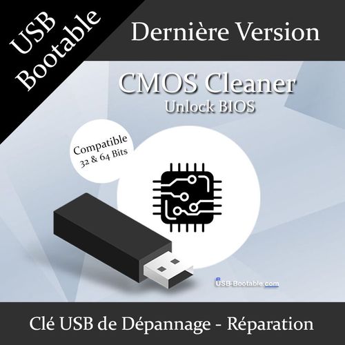 Clé USB Bootable CMOS Cleaner + Guide PDF d'utilisation - Récupérer, supprimer, décoder et afficher les mots de passe stockés dans le BIOS - Dernière version officielle - USB 2.0 / 3.0