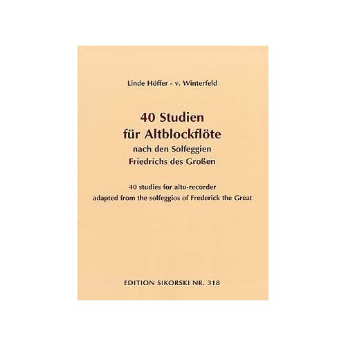 40 Études Pour Flûte À Bec Alto D'après Les Solfèges De Frédéric Le Grand