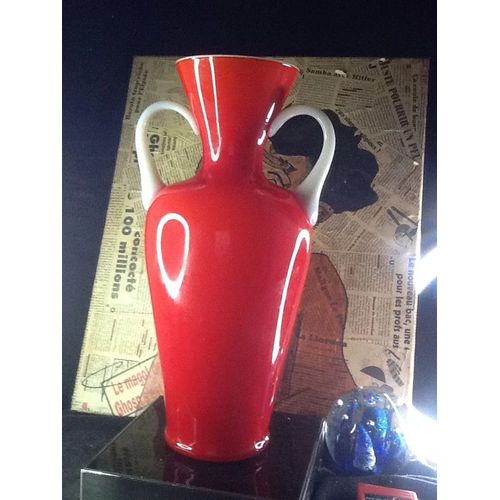 superbe vase en verre soufflé vintage orange