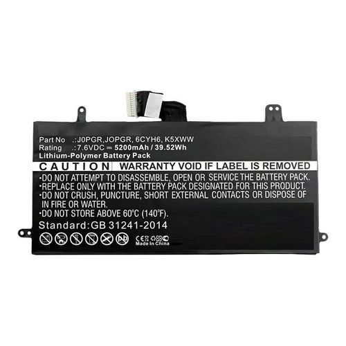 CoreParts - Batterie de portable - lithium-polymère - 5200 mAh - 39.5 Wh - noir - pour Dell Latitude 5285 2-in-1