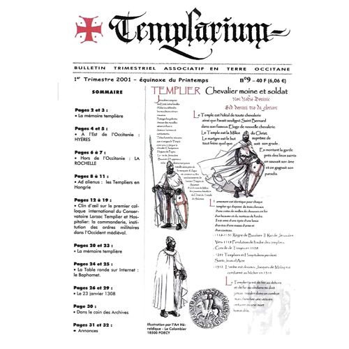 Templarium Bulletin Trimestriel N° 9 Annee 2001