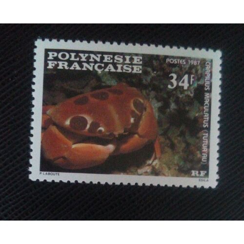 Timbre Polynésie Française Y T 275 Crabe De Récif Tacheté (Carpilius Maculatus) . 1987 ( 080107 )