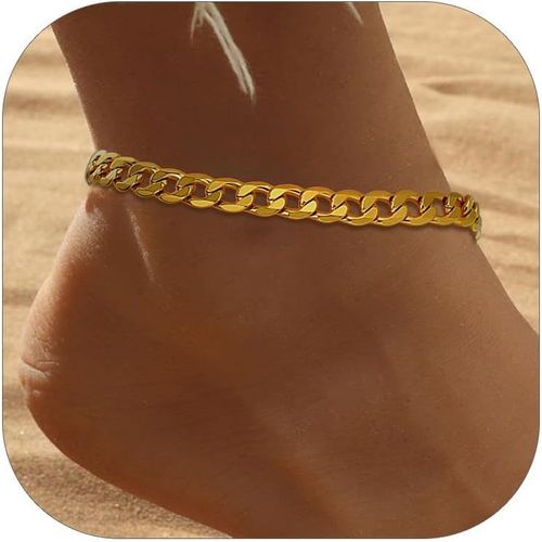 Tianyi-Chaîne De Cheville Femme Fille,Bracelet Cheville Chaine De Pied En Or/Acier Inoxydable Maille 3mm/6mm Figaro/Corde/Cubaine Réglable 25+5 Cm,Bijoux De Cheville Pour Femmes Et Filles