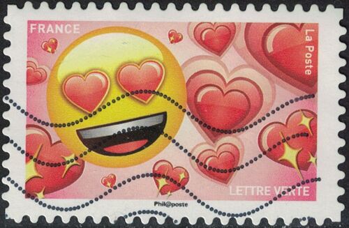 France 2018 Oblitéré Used Emoji Les Messagers De Vos Émotions Joie Et Coeurs Y&t 1564