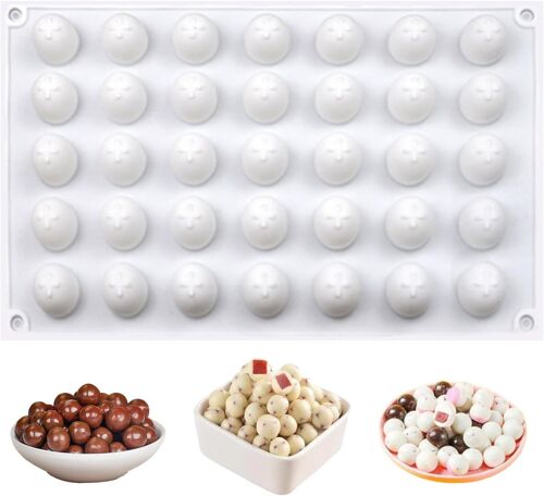 Kalanka-Moule Sphere Silicone Réutilisable, 35 Cavités, Blanc, Convient Pour Faire Des Boules De Chocolat, Des Bonbons, Des Boules De Glace