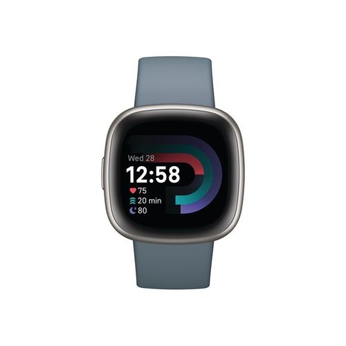 Fitbit Versa 4 - 40 mm - platine - montre intelligente avec bracelet - bleu cascade - taille du bracelet : S/L - NFC, Bluetooth
