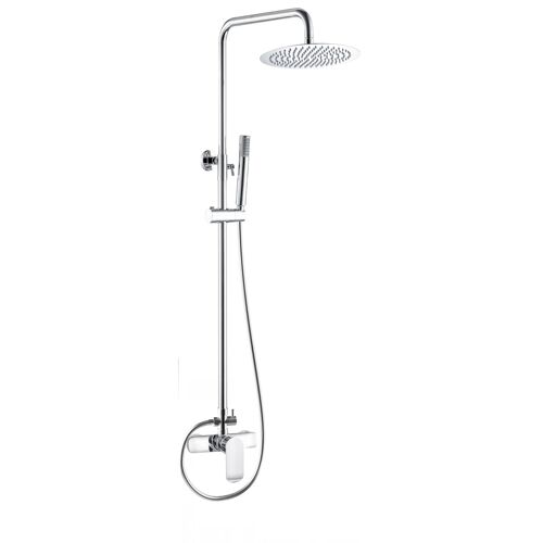 Valaz Barre de douche ronde réglable jusqu'à 120 cm, chromée - Série Turia - 30 cm