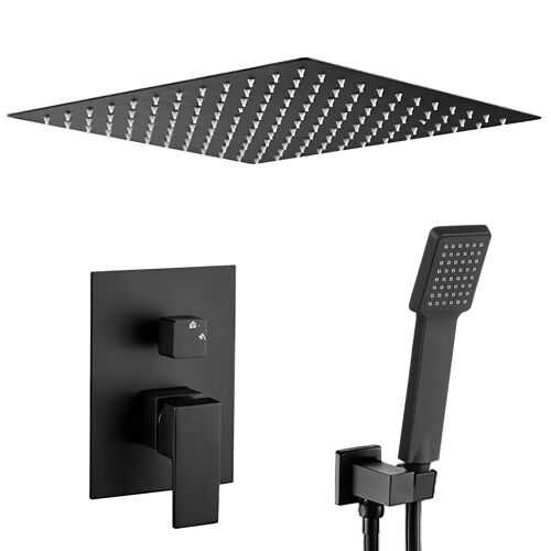 Valaz Douchette carrée à encastrer, noir mat - Série Eresma - 30 cm