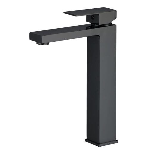 Valaz Robinet de lavabo haut pour évier carré monocommande, noir mat - Série Segura