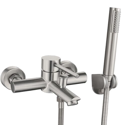 Valaz Robinet de bain/douche monocommande en acier brossé - Série Palancia