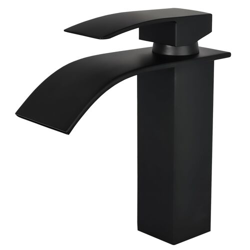 Valaz Robinet de lavabo monocommande cascade noir mat - Série Aljibe