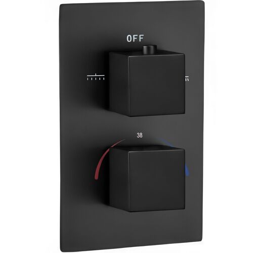Valaz Corps thermostatique encastré carré à deux voies noir mat