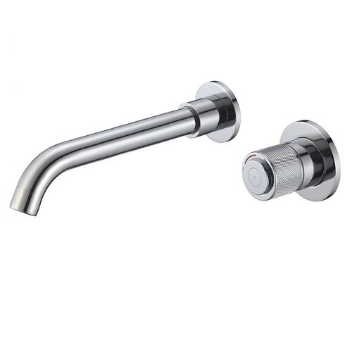 Valaz Robinet de lavabo encastré à levier unique chromé à bouton rond de la série Andarax avec bec de 21 cm