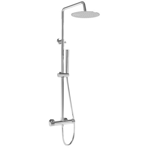 Valaz Barre de douche thermostatique ronde réglable jusqu'à 120 cm chromée - Série Birim - 25 cm