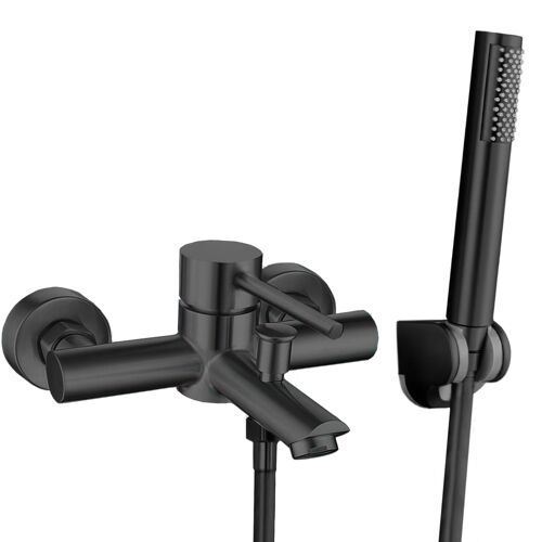 Valaz Robinet de bain/douche noir mat à poignée unique - Série Palancia