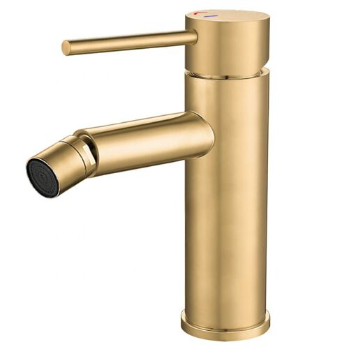 Valaz Robinet de bidet avec ouverture pour eau froide, bec droit monocommande, or mat avec protection PVD - Série Nansa