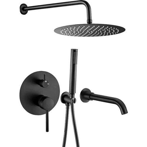 Valaz Pommeau de douche encastrable noir mat - Série Jucar - 20 cm